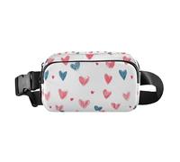Valentines Love Hearts Cute Crossbody Bag Waist Packs for Men Women Small Zipper Fanny Pack Sling Bag with Adjustable Strap for Shopping Sports Work