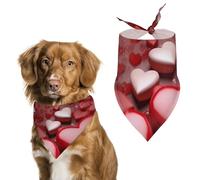 Valentines Love Hearts Dog Bandanas for Feeding Grooming, Triangle Pet Bibs for Cats & Dogs Washable Fashion Pets Scarf for Party Travel 27.6 X 11.8 Inch