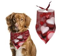 Valentines Love Hearts Dog Bandanas for Feeding Grooming, Triangle Pet Bibs Washable Pets Scarf for Cats & Dogs