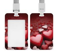 Valentines Love Hearts ID Badge Holder with Lanyard ID Holder