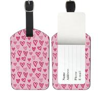 Valentines Love Hearts Luggage Labels, Pu Leather Suitcase Labels Tags with Privacy Protection Cover, Baggage Tag Bags Luggage Label Suitcase Marker, Men Women Airport Essentials, Gifts for Dad