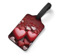 Valentines Love Hearts Luggage Tag for Suitcase - PU Leather Suitcase Tags with Name ID Card & Adjustable Strap, Durable Scratch-Resistant Travel Bag Tag for Backpacks Gym Bags