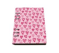 Valentines Love Hearts Notebook A5, Pu Leather Notebooks, Lined Paper Spiral Bound Notebook A5 180Pages/90Sheets, Workbook for Meeting, Notepad for Study, Student Essentials University Journal Diary
