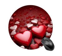 Valentines Love Hearts Round Mouse Pad 7.8 Inch, Portable Gaming Mouse Mat with Non-Slip Rubber Base & Smooth Surface, Waterproof Mousepad for PC, Laptop, Computer, Office, Home