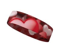 Valentines Love Hearts Sports Sweatband 15" Polyester Hairband Absorbent Quick-Dry Headband for Running, Yoga