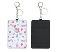 Valentines Love Hearts Work Card Holder with Key Ring Bus Pass Holder for Men Women with 2 Card Slots Slim Wallet for Nurse Teacher Student Meal Bank Credit Cards Daily Use Cruise Essentials