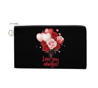 Valentines Love You Always Small Canvas Coin Purse Change Zippered Pouch Wallet Organizer Bags 7.4 X 4.6 Inch