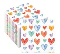 Valentines Napkins, 50Pcs Valentine's Day Paper Napkins, Colorful Heart Cocktail Beverage Napkin Disposable Guest Towels for Home Dinner Wedding Bridal Anniversary Party Supplies Tableware Decorations