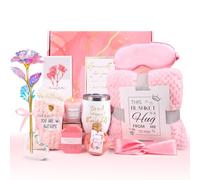 Valentines Pamper Gifts for Her,Unique Self Care Package,Birthday Gifts for Women,Relaxation Spa Bath Set Gifts for Mun with Luxury Flannel Blanket,Get Well Soon Gift for Wife Daughter Friends Sister