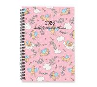 Valentines Pink Flying Cats 2026 Journal A5 To Do List Notebook Personal Organisers Planner for Men Notebook Diary for Student Week To View Monthly Year Diary Planner with Dotted Line Note Page Slim