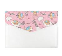 Valentines Pink Flying Cats Plastic Folders, Plastic A4 Folders, Expandable Folder, Revision Supplies Waterproof Wallet, Files A4 with Snap Button, Pockets for School Office Home Travel