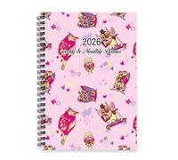 Valentines Pink Owls and Hearts 2026 Journal Diary A5 To Do List Notebook Agenda 2026 Diary Men Journal Planner for Holiday Week To View Monthly Year Planner with Dotted Line Note Page Slim