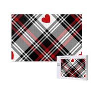 Valentines Plaid Hearts,1000 Pieces Wooden Jigsaw Family Game Jigsaw Puzzles for Adults Teens Home Decor