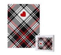 Valentines Plaid Hearts,500 Pieces Wooden Jigsaw Family Game Jigsaw Puzzles for Adults Teens
