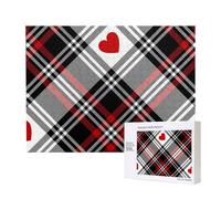 Valentines Plaid Hearts,500 Pieces Wooden Jigsaw Family Game Jigsaw Puzzles for Adults Teens Home Decor