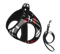 Valentines Plaid Hearts,Pet Harness,Adjustable Reflective Dog Harness,Pet Leash Vest,L