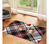 Valentines Plaid Hearts,Waterproof Pet Feeding Mat,PU Leather Placemats for Cat Dog Water Bowl,Food Mats,30x45cm