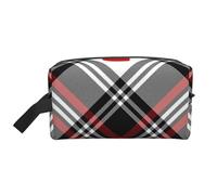 Valentines Plaid HeartsLarge Capacity Cosmetic Organizer，Travel Makeup Bag for Women