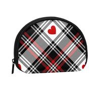 Valentines Plaid HeartsSmall Makeup Sanitary Napkin Storage Bag,Women's Cosmetic Coin Purse