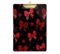 Valentines Plaid Ribbon Bow Hearts red Black Nurse clipboard Standard Hole for First Year Teacher Must Haves Size 9 x 12.5 Tabla para escribir