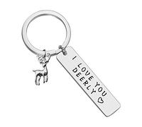 Valentines Present Antlers Deer Lover Gift Couple Keyring Gifts for Boyfriend Girlfriend I Love You Deerly keyring Deer Jewelry Christmas Birthday Graduation Gifts for Women Men