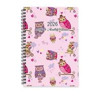 Valentines Purple Owls and Hearts 2026 Journal Diary A5 To Do List Notebook 2026 Calendar Diary Diaries for Women/Planner for Family Week To View Monthly Year Planner with Dotted Line Note Page Slim