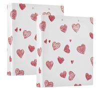 Valentine's Red Heart 1 and A Half Inch Notebook Binders Three Ringing with Clipboard 1/2 Pack Aesthetic Binder 200 Sheets