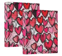 Valentine's Red Heart One and A Half Inch Binders for School 3-Ringing with Pocket Cover 1/2 Pack Aesthetic Binder 200 Sheets