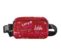 Valentines Red Hearts Love Fanny Packs for Women Hip Bag Belt Purse Waterproof Funny Travel Waist Pack for Men, Valentines Red Hearts Love, 8 x 5.3 x 2.3 inch, Funny Cute, Valentines Red Hearts Love