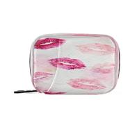 Valentine's Red Lips Pill Bags for Travel Reusable with Detachable Compartments Reusable Pill Organizer 2 Times a Day for Purse