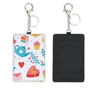 Valentines Romantic Hearts Work Card Holder with Key Chain Bus Pass Holder for Men Women with 2 Card Slots Slim Wallet for Nurse Teacher Student Meal Bank Credit Cards Daily Use Nurse Accessories