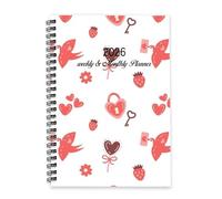 Valentines Romantic Love Hearts Birds 2026 Journal A5 To Do List Notebook 2026 Notepad Women's Diary Diary Journal for Study Week To View Monthly Year Planner with Dotted Line Note Page Slim