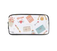 Valentines Romantic Love Letters Pencil Case Girls Secondary School with Zip Up Pencil Cases Pen Organiser Back to School Stationery Secondary High College Sixth Form Stationery Gifts for Women Men
