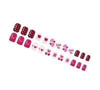 Valentines ’ s Glossy Artificial Nails Short Oval Shape with Cherries Motifs and Lace Patterns for Parties Heart Glossy False Nails