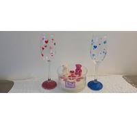 Valentine's Scented Candle and Flute Glasses Gift Set, Gift Boxed