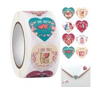 Valentines Stickers | Heart Shape Self Adhesive Label - Valentine's Day Love Stickers Roll - for Wedding Party Envelope Craft Scrapbooking Celebration Decoration