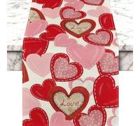 Valentines Table Runner, Red Heart Table Runner 13x72 Inch, Romantic Valentine’s Day Table Decoration for Home Kitchen Dining Room, Holiday Table Scarf for Mantle, Coffee Table, Desk