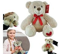 Valentine's Teddy Bear Stuffed Animal Soft Cuddly Friends Honey Toy Large Teddy Bear Love Gift Child Dolls Plush Teddy Bears Collectible Cuddly Stuffed Cream Teddy Red Bow Tie Embroidered Heart - 28cm