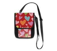 Valentines Theme Hearts Love Red Travel Wallet Passport Holder Travel Wallet Organizer Slim Lightweight Crossbody Bag with Adjustable Strap