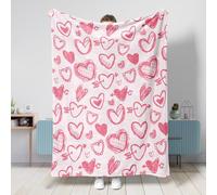 Valentines Thick Blanket Modern Love Arrow Cute Y2K Preppy Romantic Hearts Light Pink Flannel Comfortable Breathable Warm Washable Sofa Room Office Home Bed Heavy Blanket 40x50inch