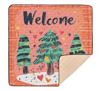 Valentines Tree Love Hearts Merry Christmas Cute Baby Play Tummy Time Mat for Indoor Outdoor Comfortable Foldable Travel Play Mat for Baby Kids Toddlers Infants, 50'' x 50''