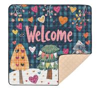 Valentines Tree Love Hearts Merry Christmas Soft Foam Foldable Baby Play mat for Floor Waterproof Foldable Activity Entertainment Mat for Newborns Babies Infants Toddlers, 50'' x 50''