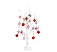 Valentine's Tree, Romantic Decoration with Warm Light and Timer | 24 LEDs Illuminating the Tree with 18 Heart Shaped | for Table Living Room Parties Valentine's Day