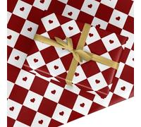 Valentines Wrapping Paper - Red Love Heart Gift Wrap for Anniversary, Wedding, Engagement, Valentine's Day, Birthday - Recyclable Eco Friendly - 6 Sheets (50x70cm)