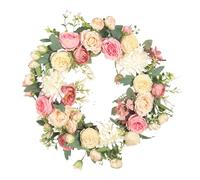 Valentines Wreaths for Front Door - Rattan ABS 40 cm | Artificial Flower Round Door Wreath | Handmade Valentine Decoration Garland for Entryway Đoor Wall for Holiday Home Decor