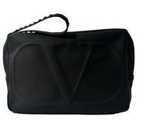 Valentino Black Large Zip Makeup Cosmetic Clutch Wristlet Pouch Approx 8.5L x 5H x 2W (2235)
