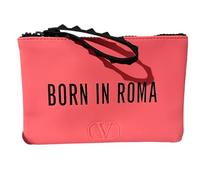 Valentino BORN IN ROMA Pink Coral Small Flat Makeup Cosmetic Gift Wristlet Pouch Approx 7L x 4.5 (4180)