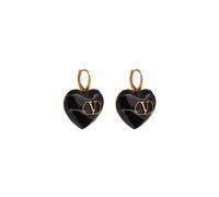 Valentino Garavani Coeur Royal Enamelled Heart Earrings - Black - One Size