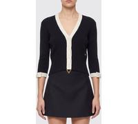 VALENTINO GARAVANI Cropped Bicolor Cotton Cardigan with VLogo Signature - Size: S - female