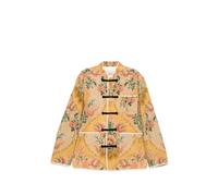 Valentino Garavani floral-print frog-closure jacket - Yellow 48-50-52
